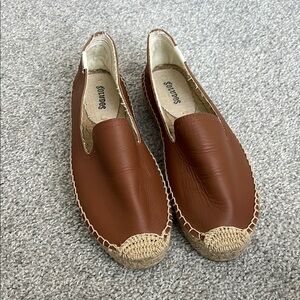 Soludos Tan Leather Slip-On Espadrilles